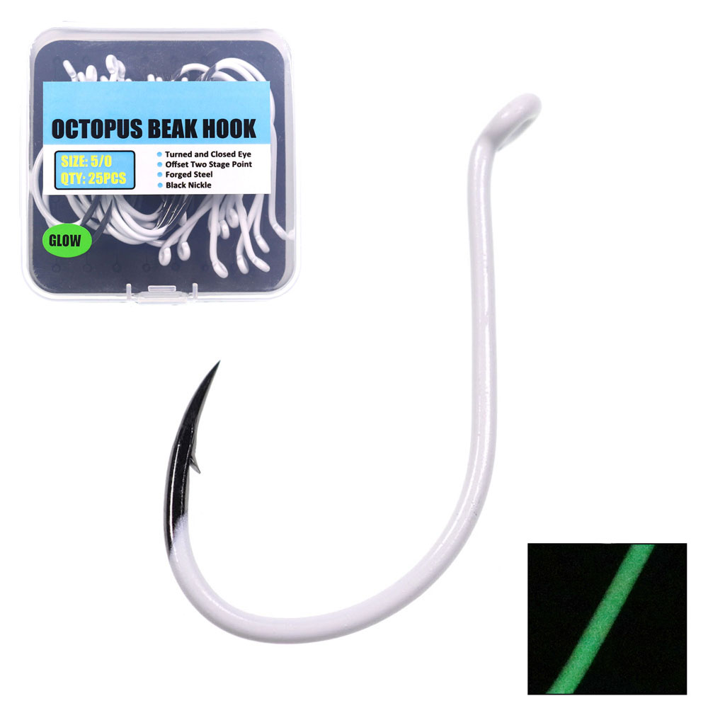 25 قطعة/صندوق مضيئة المستوردة  - مراجعة Fishing Hook Offset وسعره